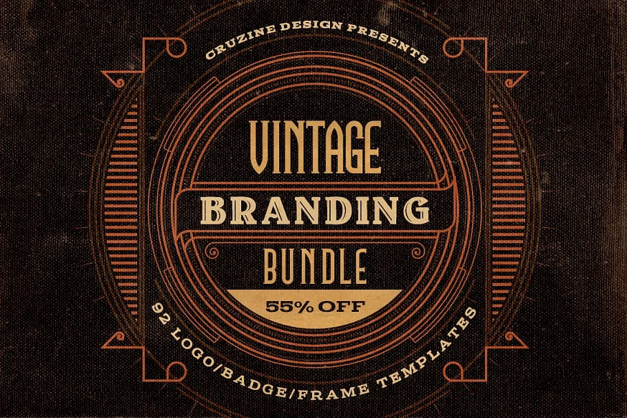 bundle 249 fonts 414 logos, vintage branding.