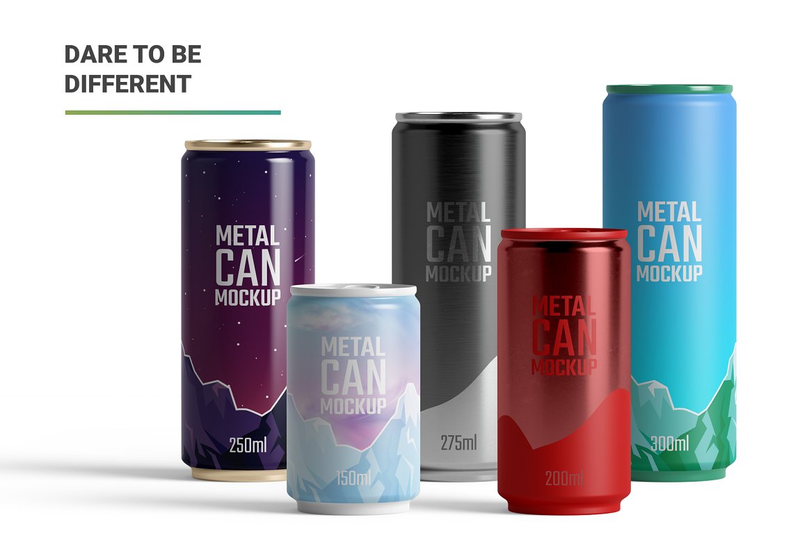 Different colors on cans.
