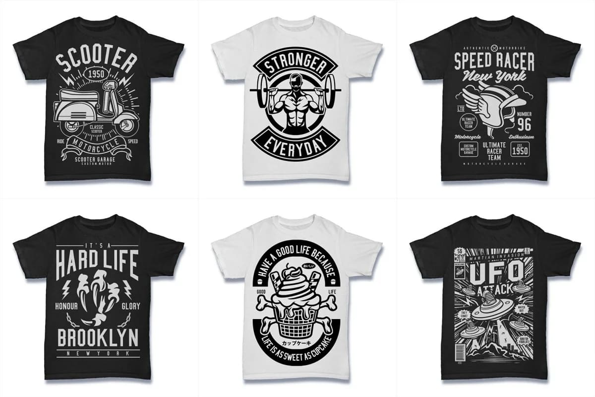 bw tshirt designs bundle with strong men.