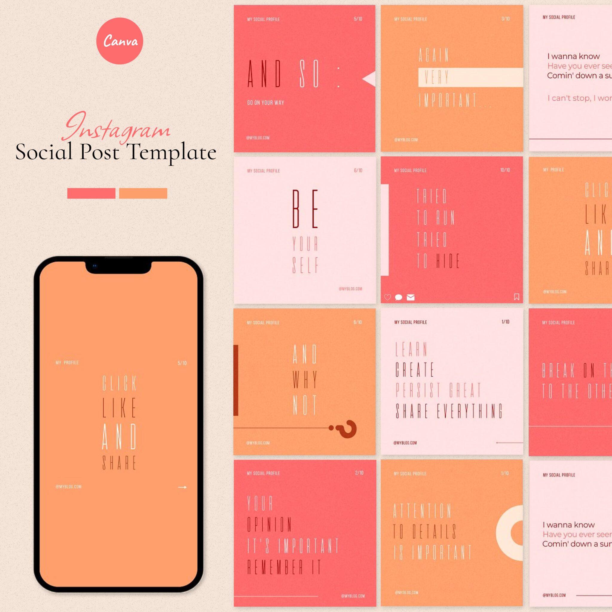 Canva Instagram Social Post Template   MasterBundles