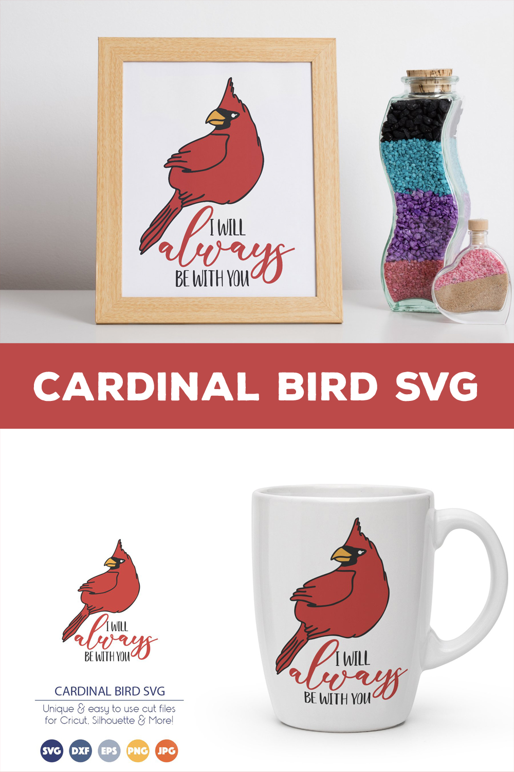 Coffee mug with a cardinal bird on it.