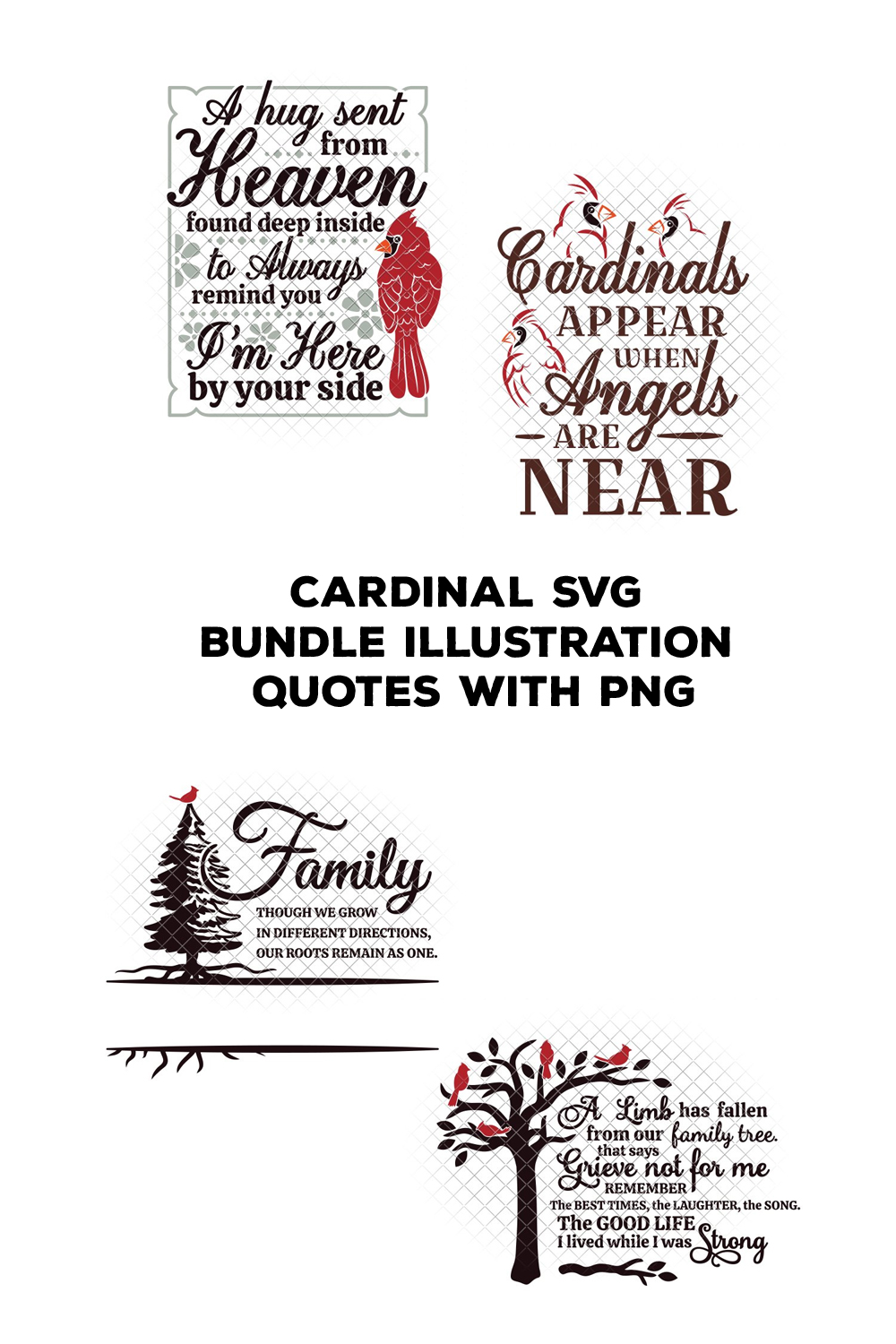 The cardinal svg bundle includes a quote and a tree.