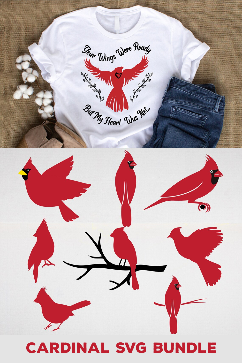The cardinal svg bundle includes a t - shirt.