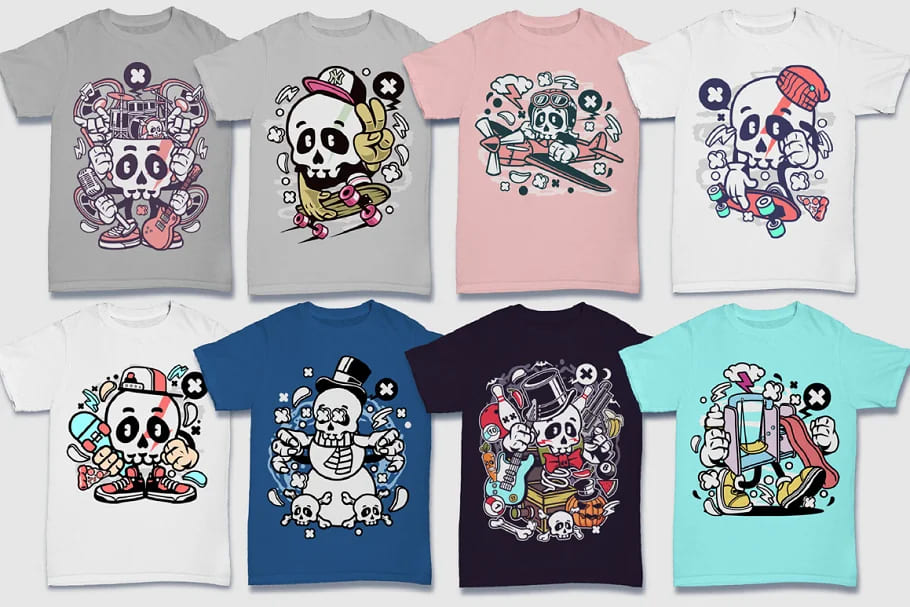 cartoon vector 5 jolly t-shirt designs.