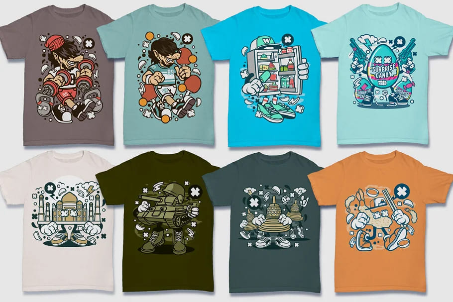cartoon vector 5 riot t-shirt designs.