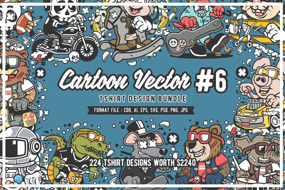 cartoon vector 6 design bundle for print.