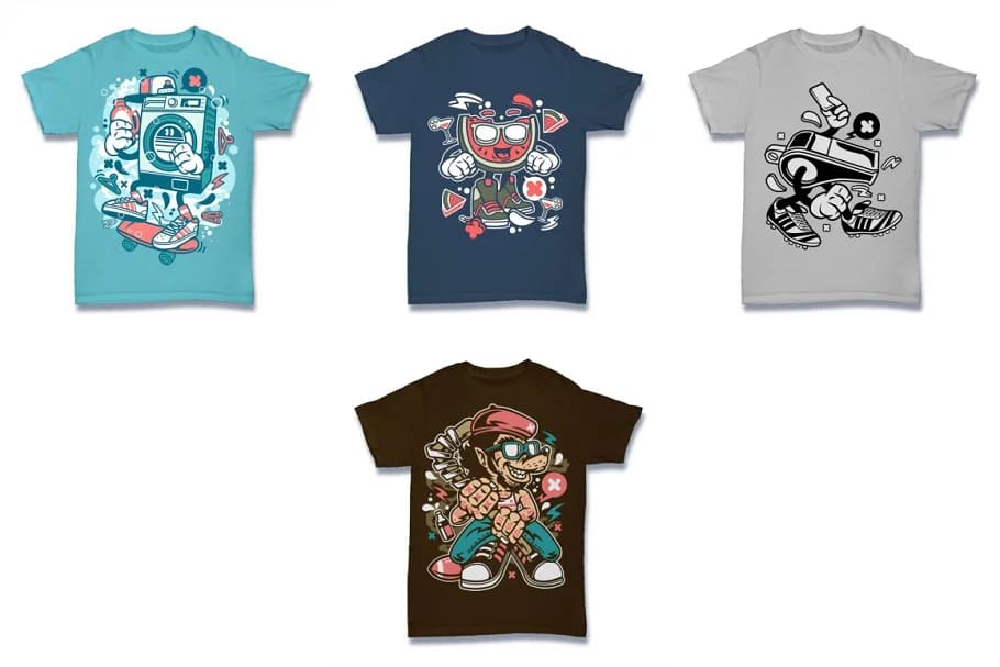 cartoon vector tshirt design bundle, screaming designs.