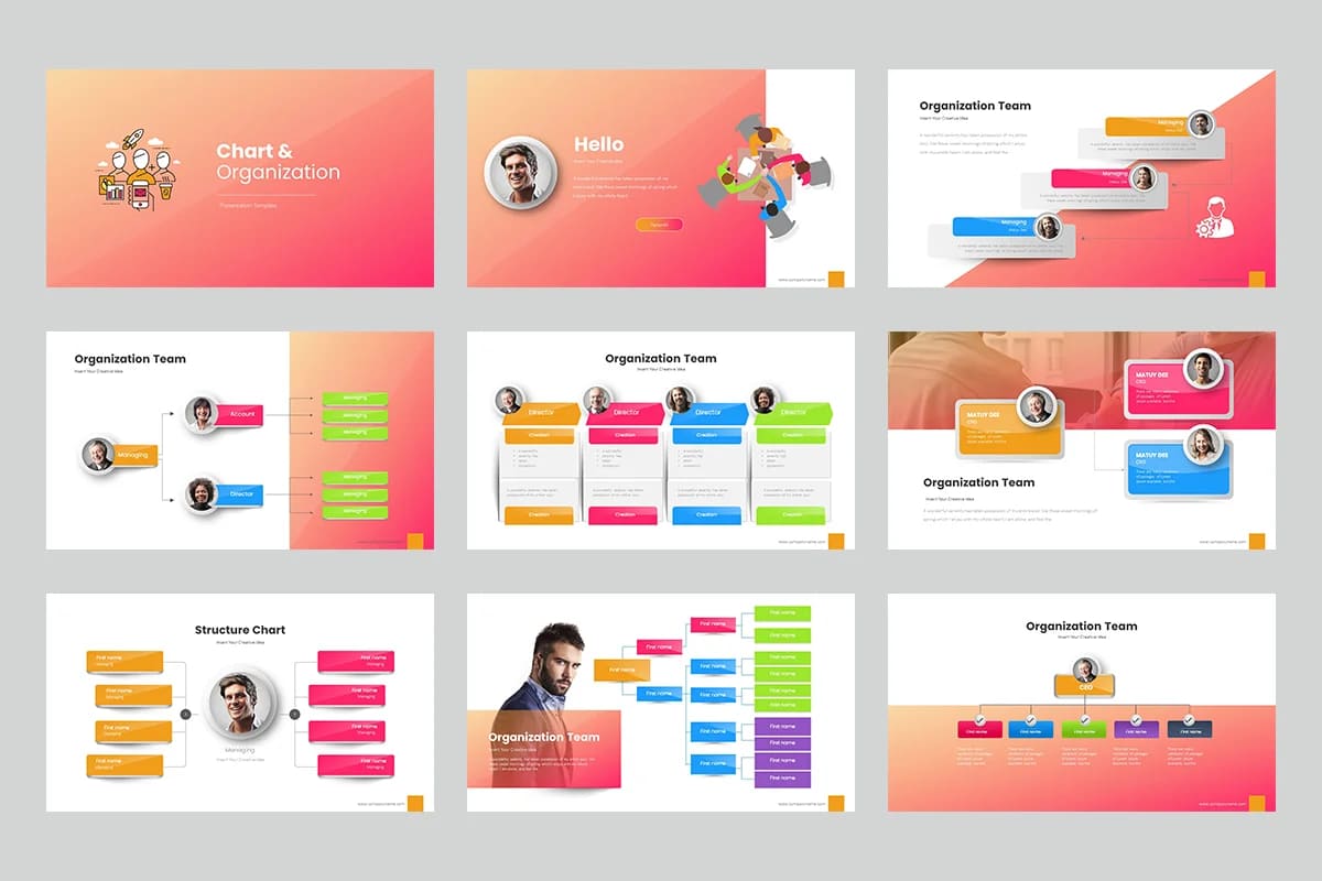 chart organization powerpoint template.