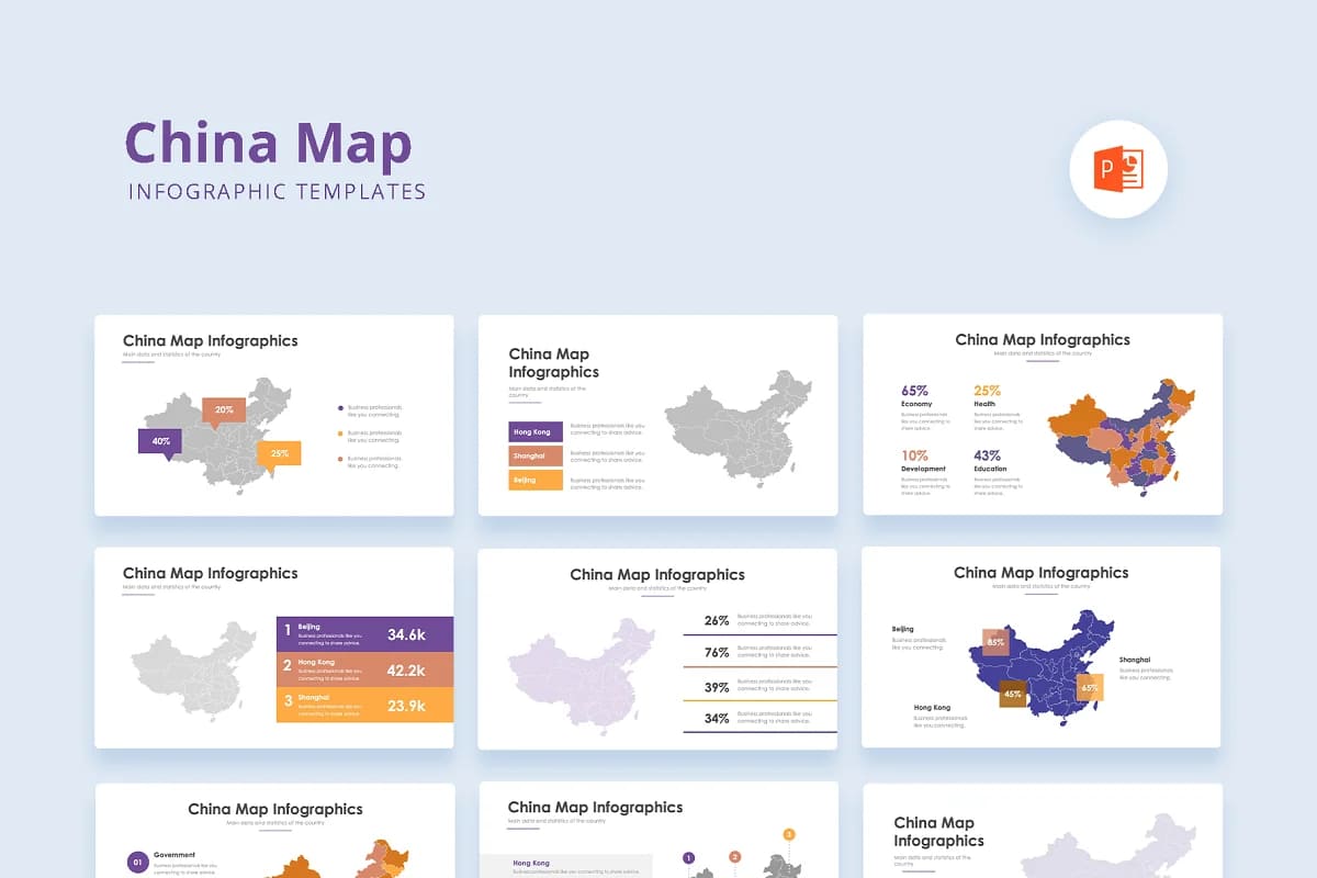china map infographics template.