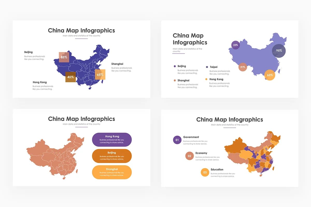 china map infographics presentation template.