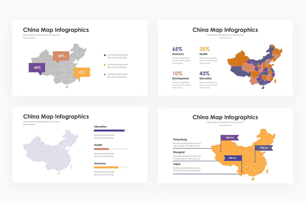 china map infographics slides.