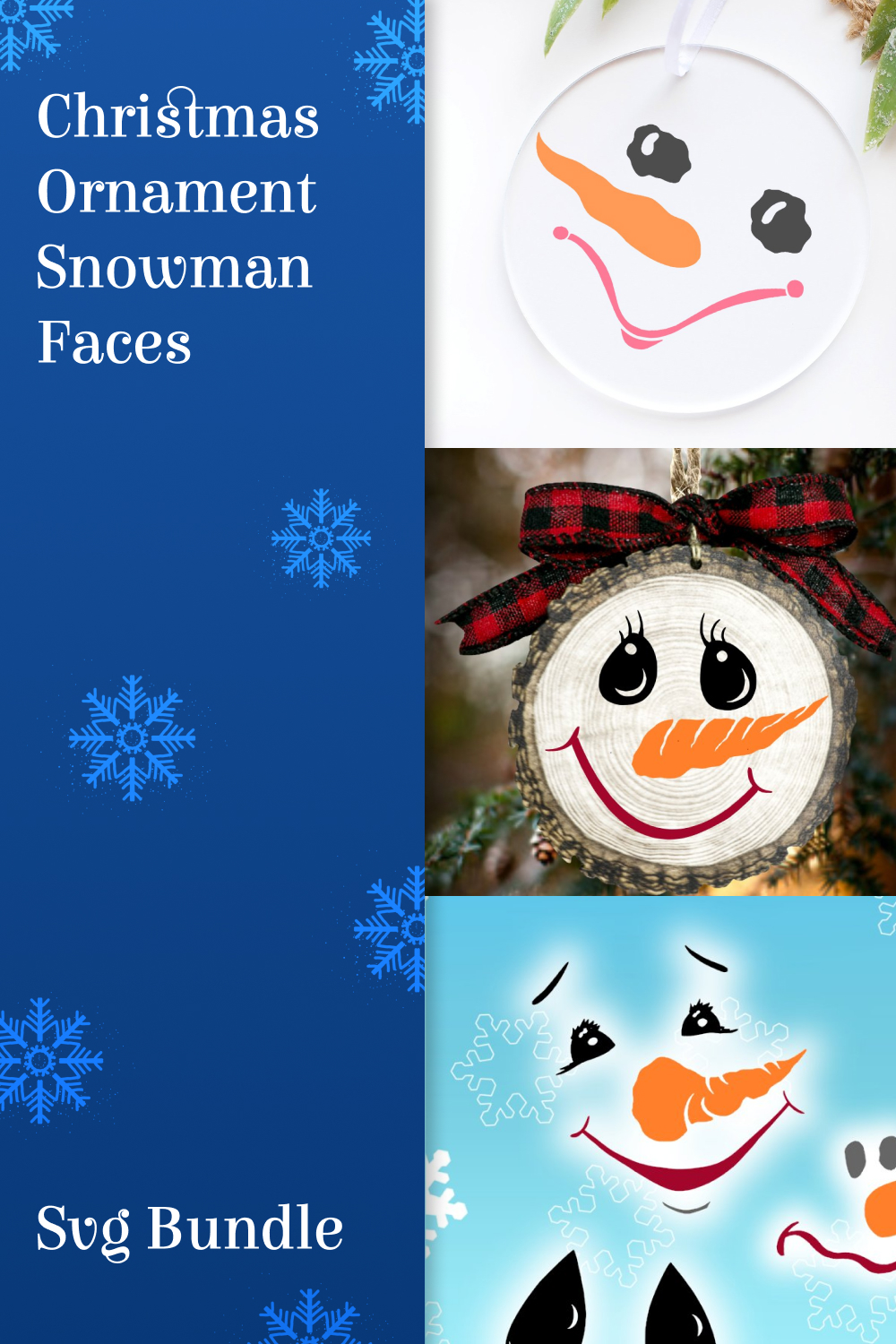 Christmas ornament snowman faces svg bundle of pinterest.