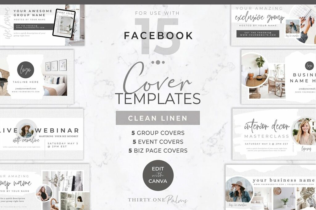 Facebook Cover Photo Templates Canva MasterBundles