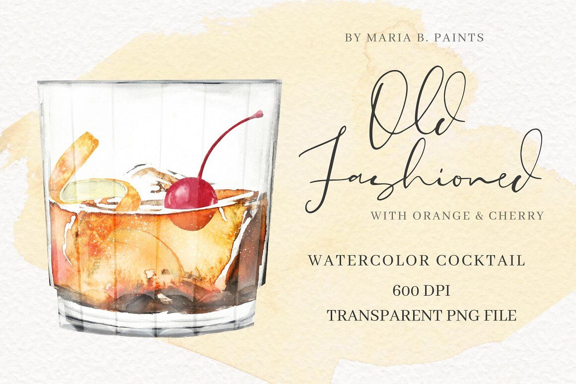 Old Fashioned with orange and cherry.
