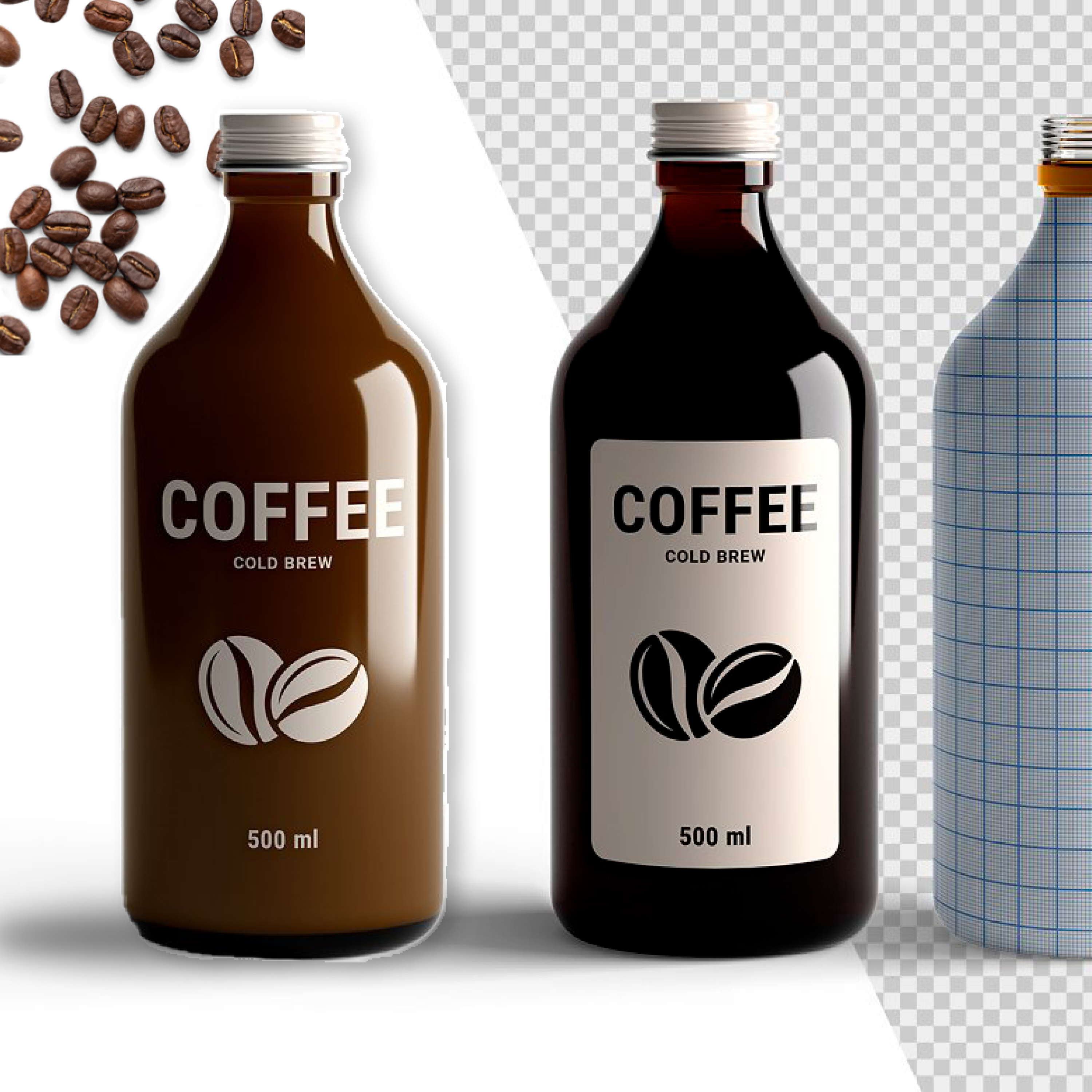 Free PSD  Cold brew coffee bottle mockup design