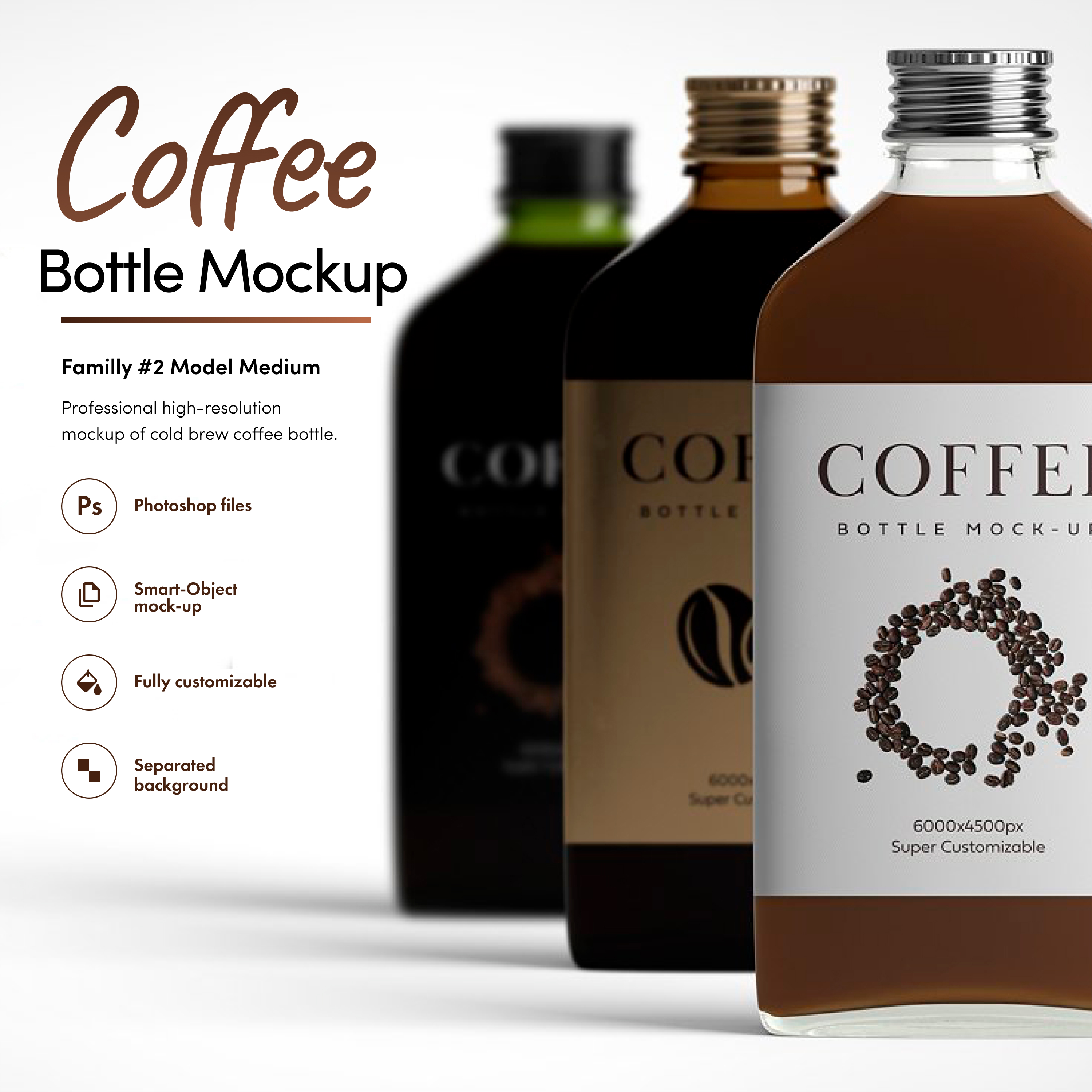 Clear Glass Bottle with Cold Brew Coffee Mockup - Free Download Images High  Quality PNG, JPG