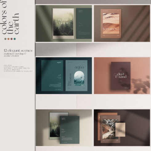 Colors of earth stationery mockup preview.