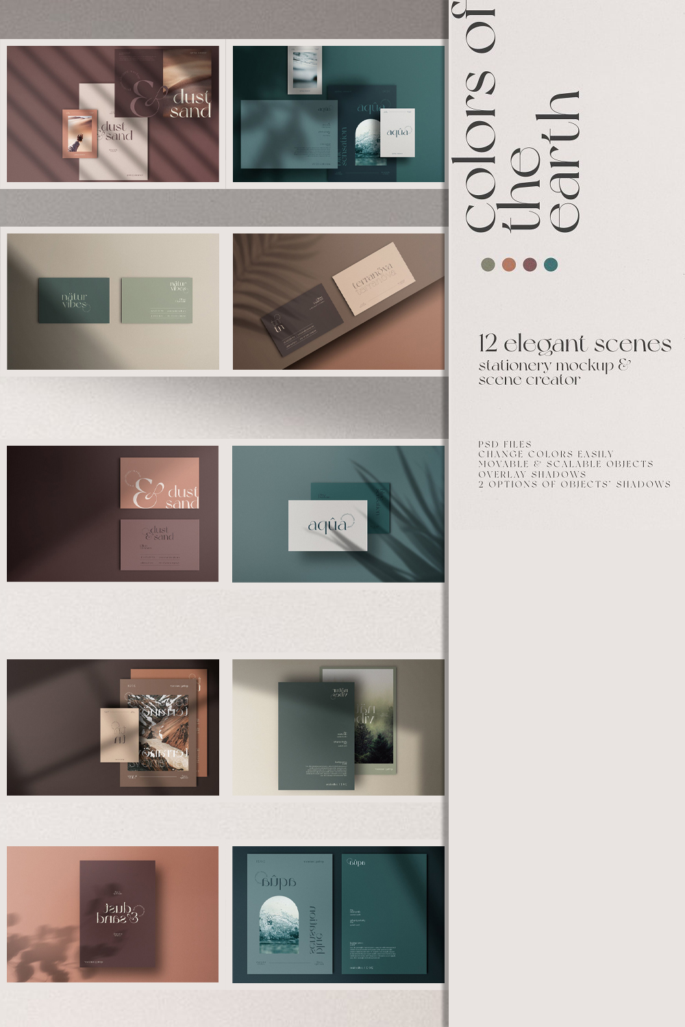 Colors of earth stationery mockup of pinterest.