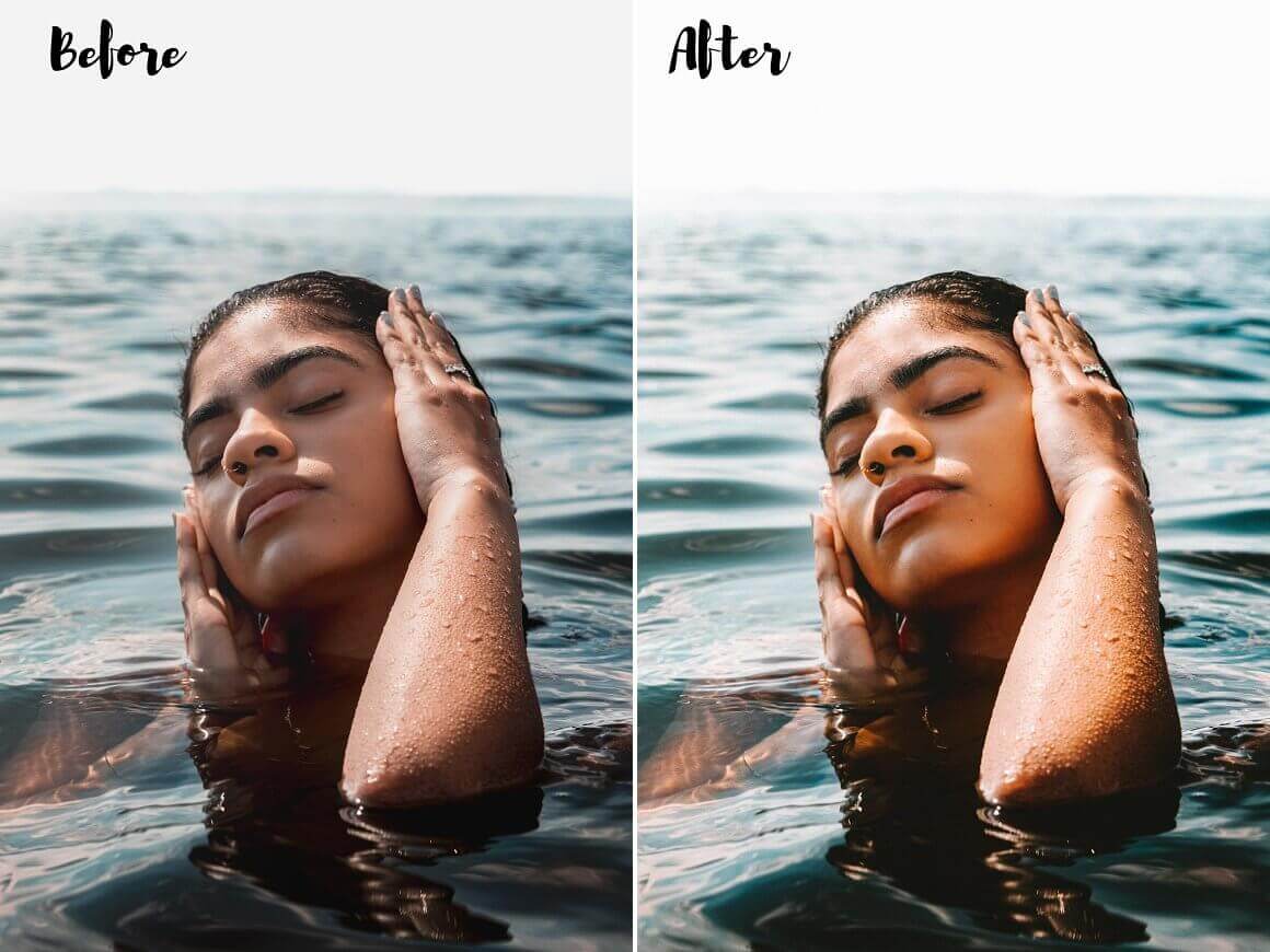 Before and after color correction photos.