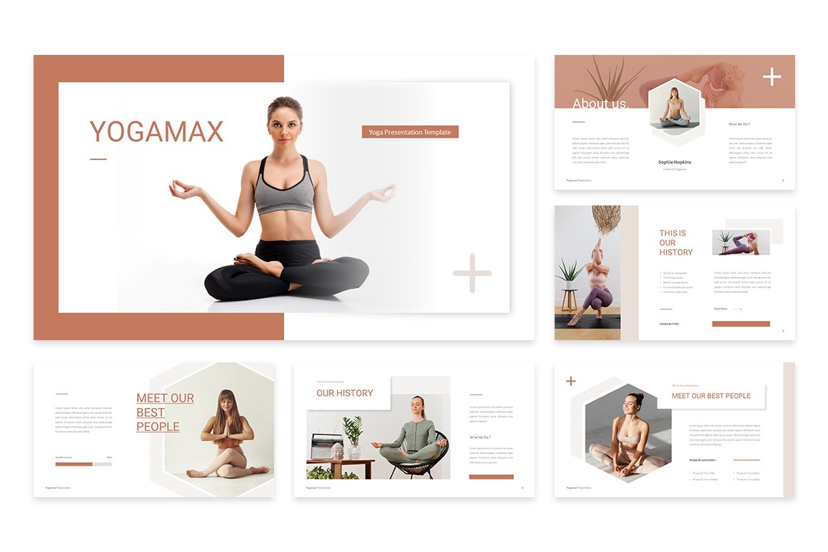 Presentation on the topic of yoga with different images slides.