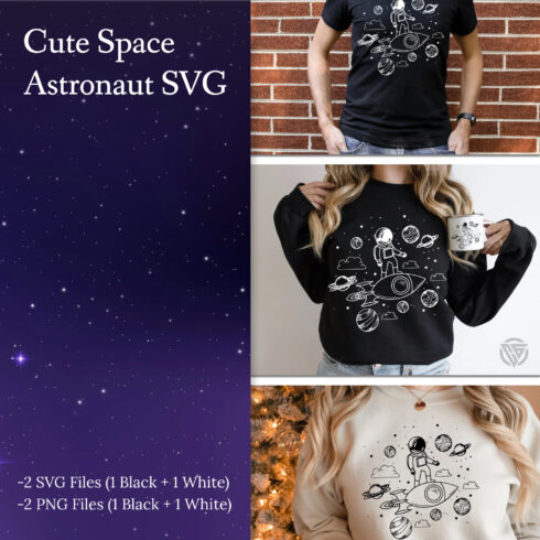 Cute space astronaut prints preview.