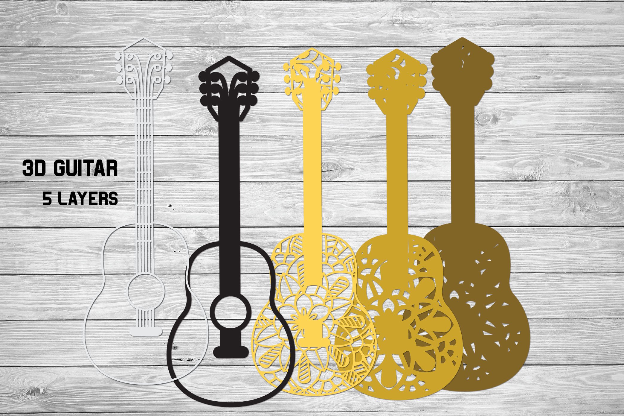 Preview of prints with guitars in different textures.