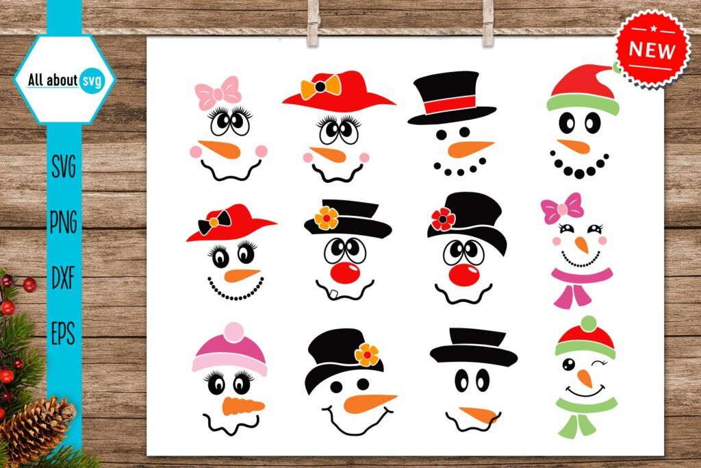 Snowman Faces Bundle Svg – MasterBundles