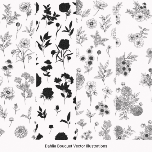 Dahlia Bouquet Vector Illustrations - Preview Image.