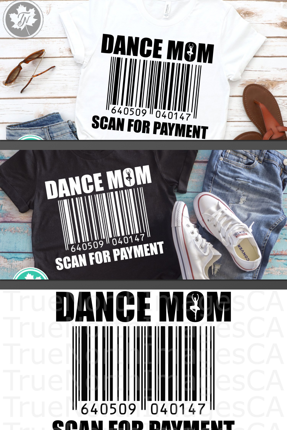 Different t-shirts with barcodes are suggested.