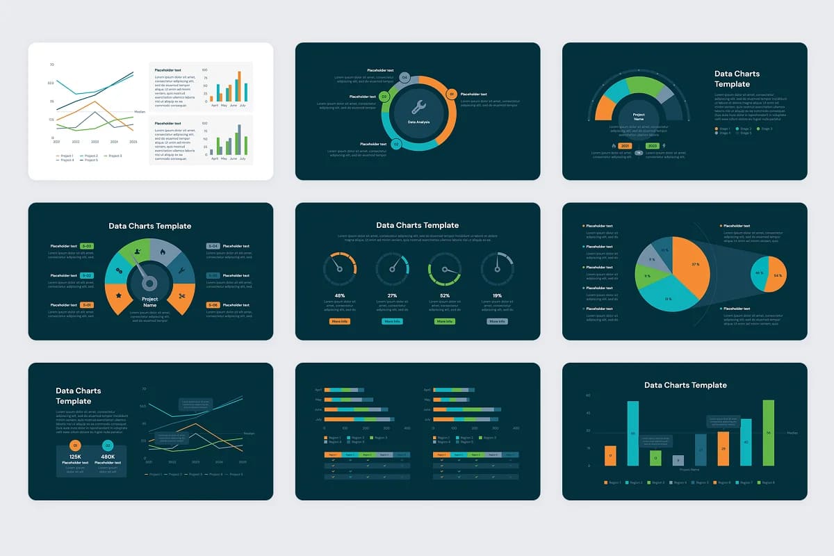 data chart powerpoint templates pages.