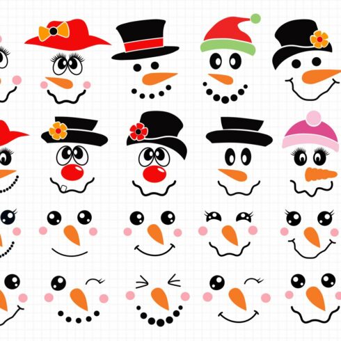 Snowman Faces Bundle Svg | Master Bundles