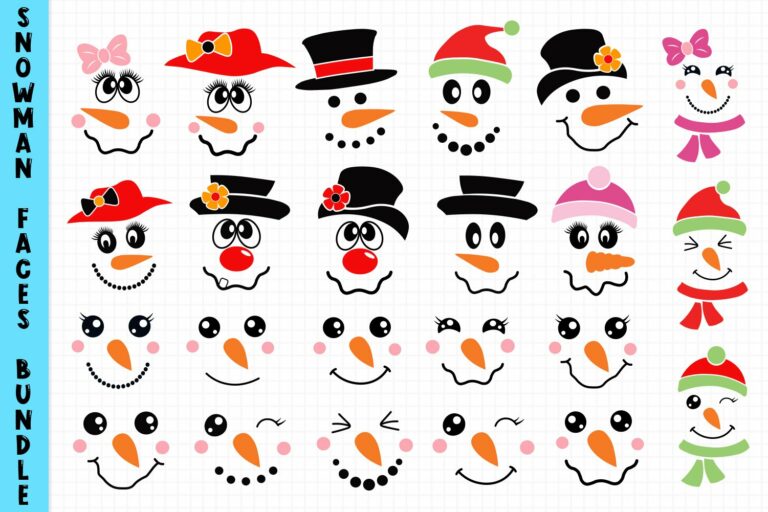 Snowman Faces Bundle Svg – MasterBundles