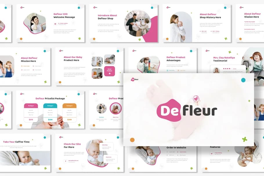 defleur baby product powerpoint presentation template.