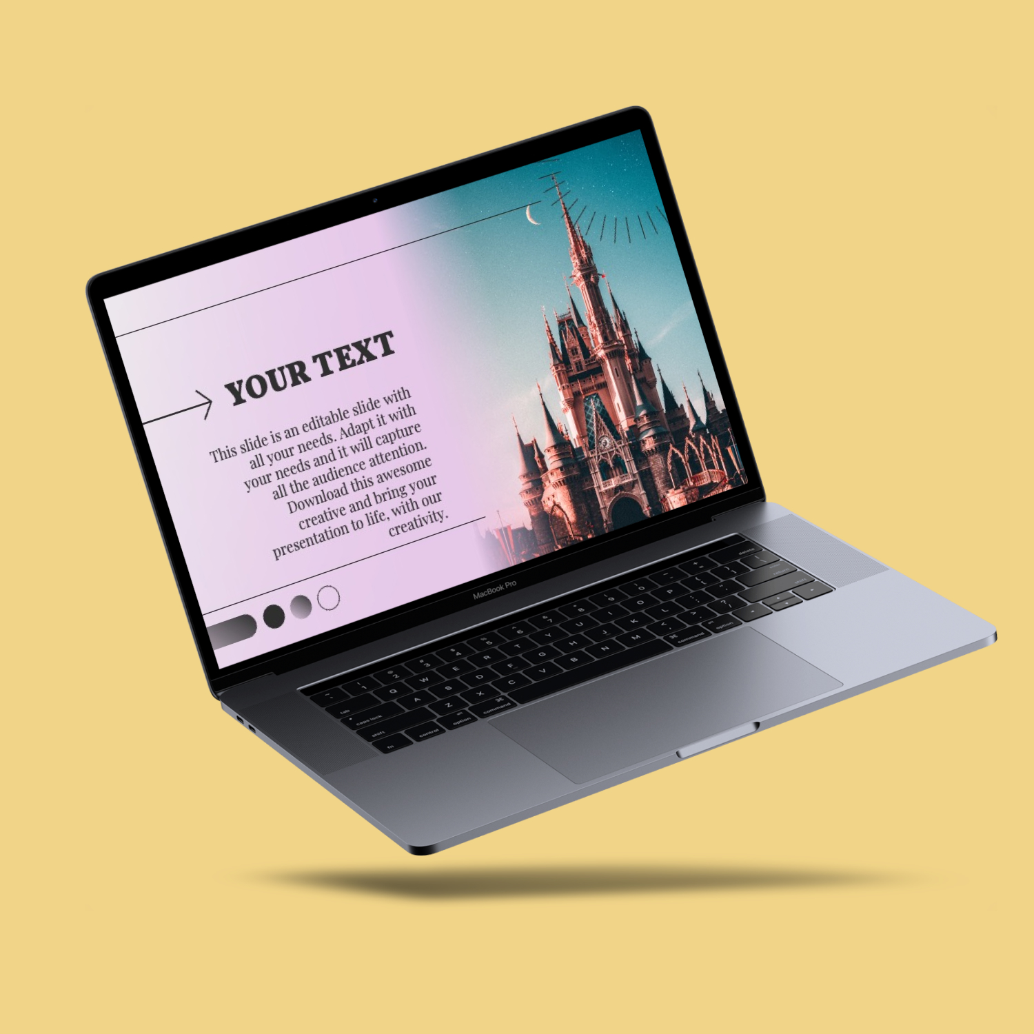 Pink Disney Castle Powerpoint Template Free Cover.