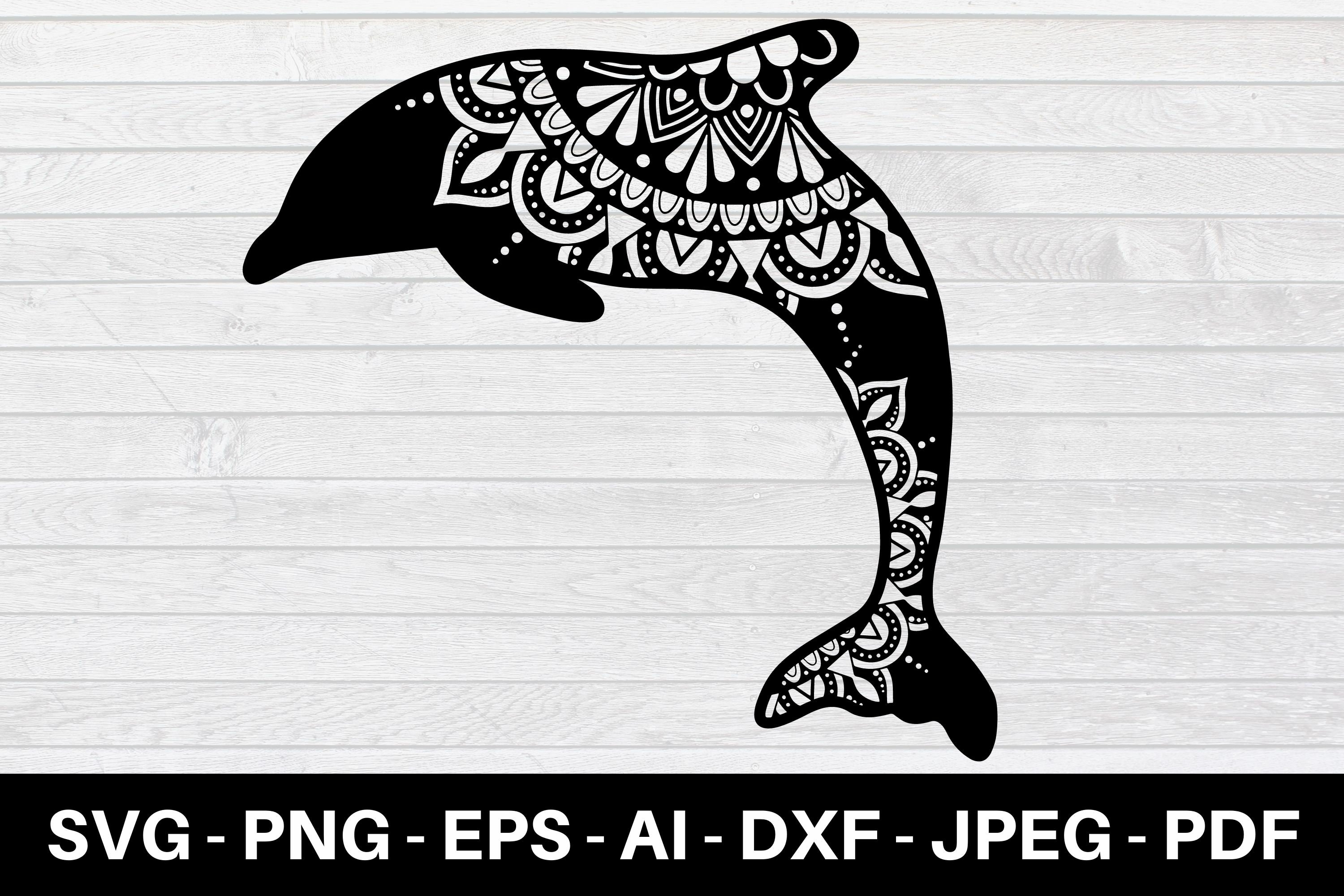 Dolphin jumping out of the water with a pattern on it.