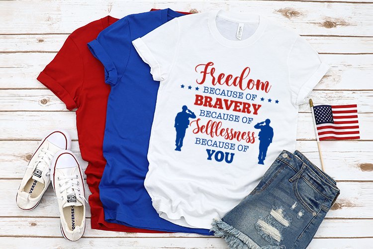 Different t-shirts with patriotic style.