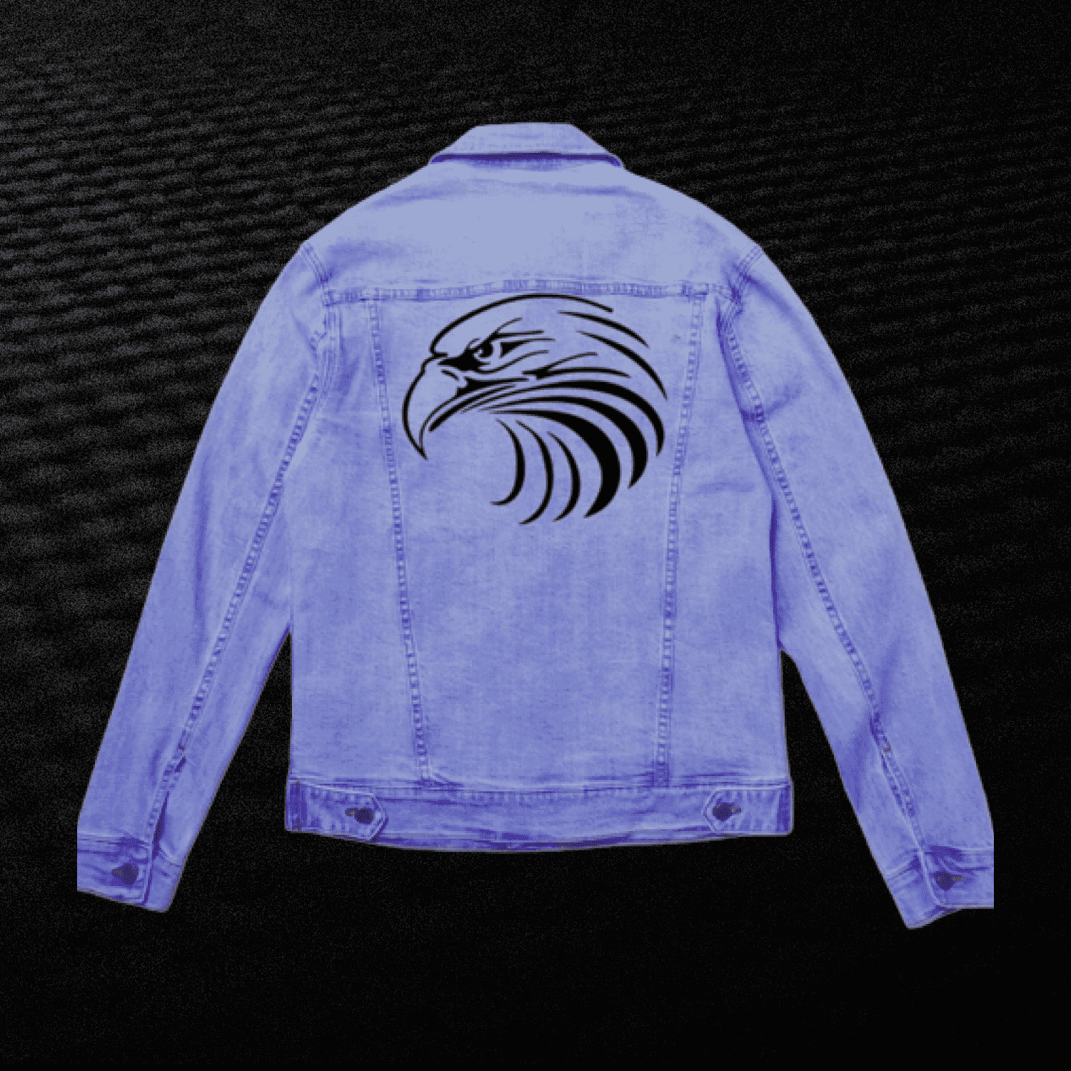 Denim jacket with an eagle on the back.