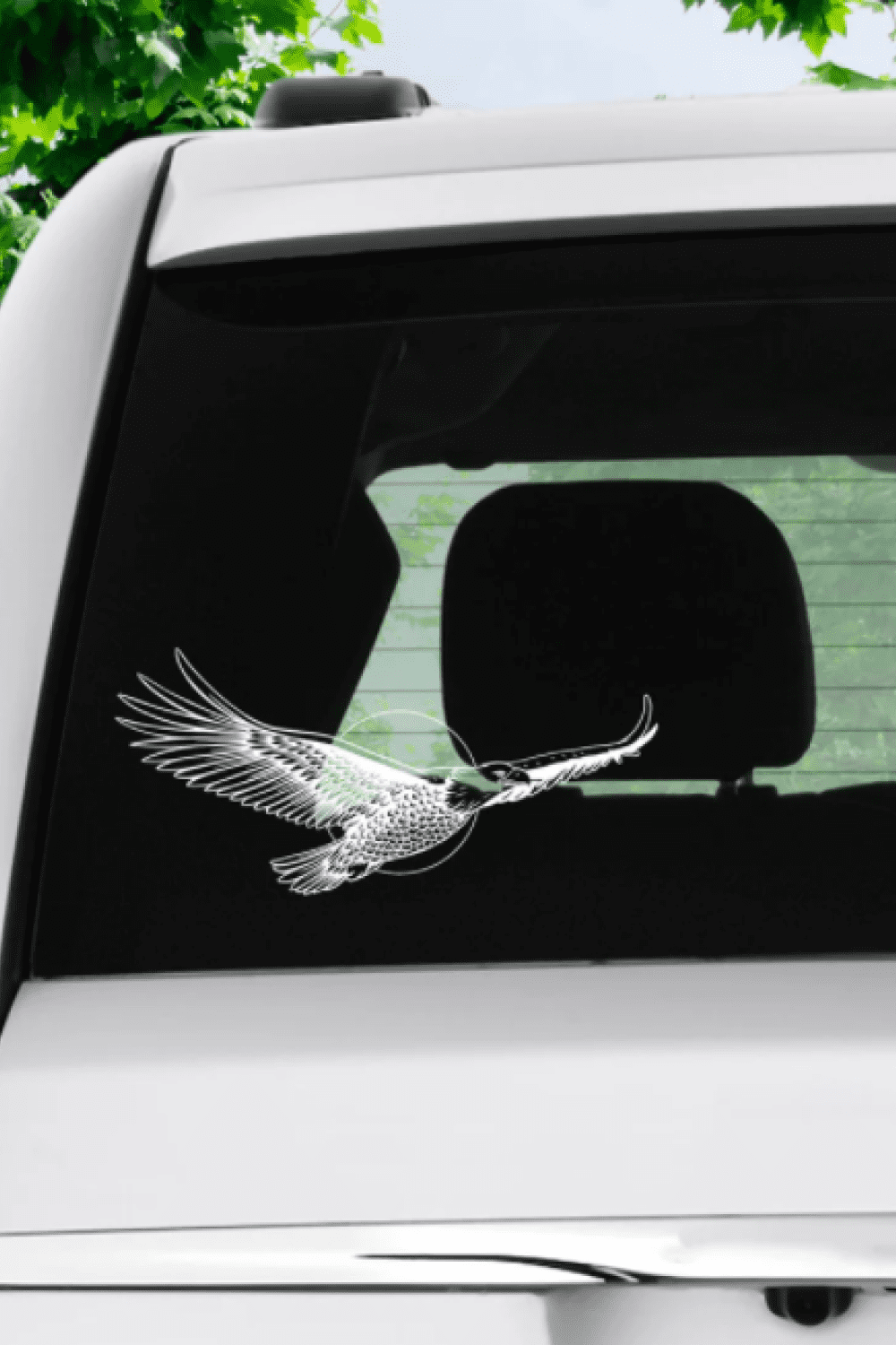 Eagle With Moon SVG - Eagle On The Rear Glass Of Car.