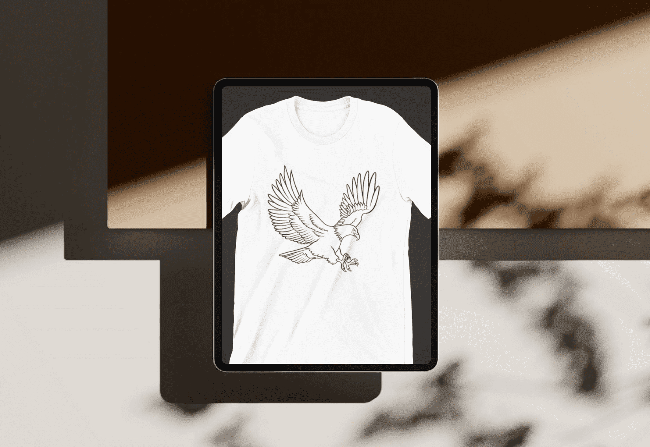 White t - shirt with a bird on it.