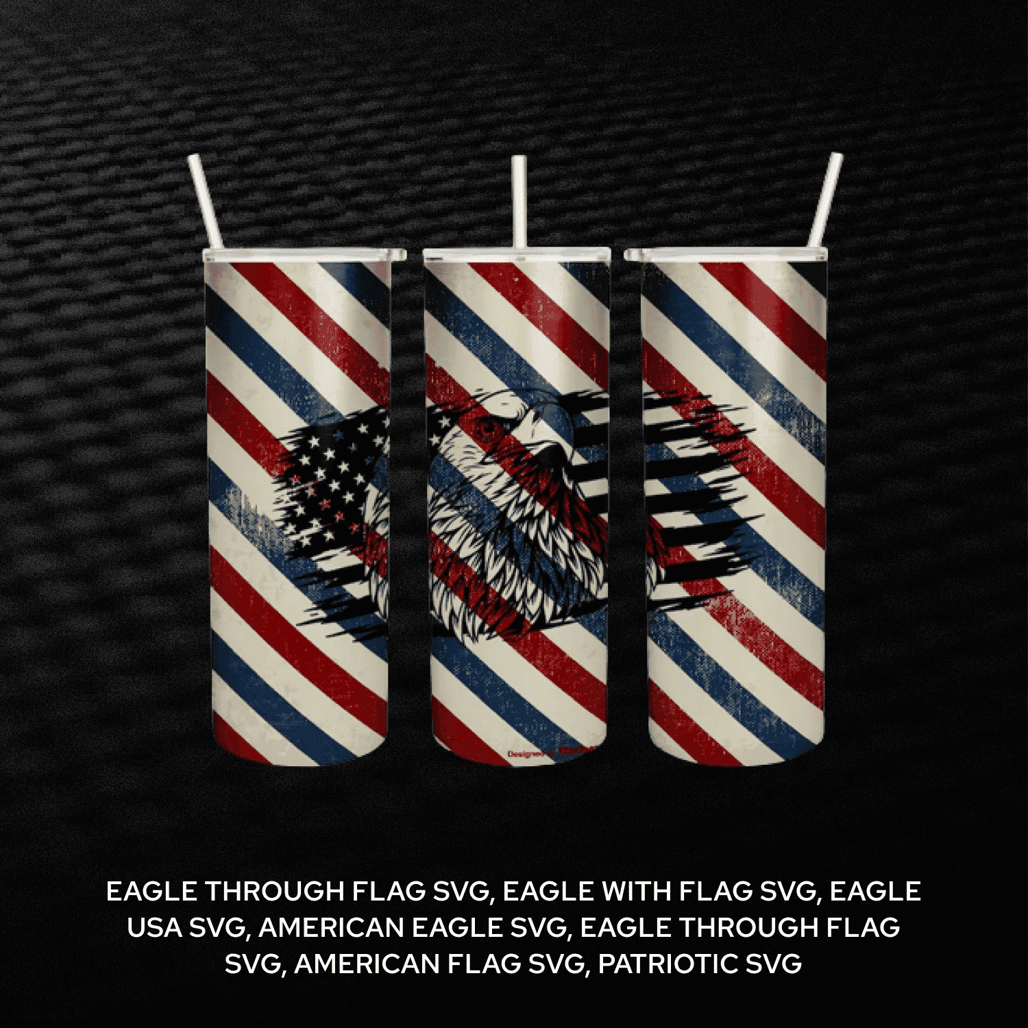 Pair of american eagle eagle flags on a black background.