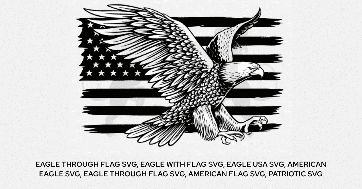 Eagle through Flag Svg - Eagle With Flag On The White Background.
