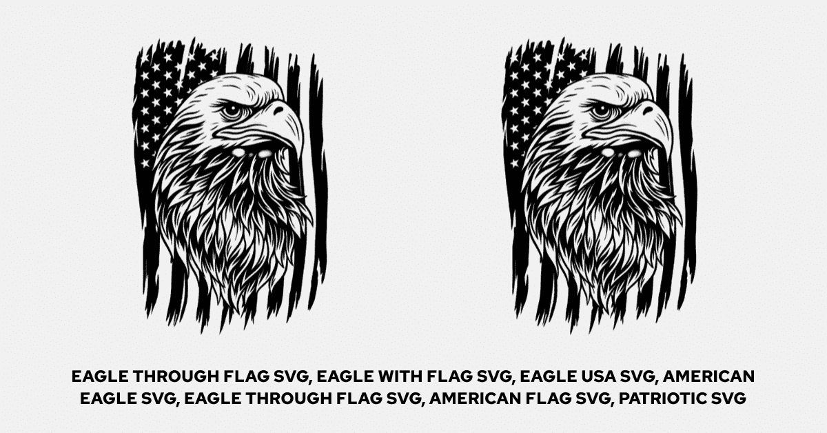Eagle through Flag - Svg Bundle - Eagles With Flag On The White Background.