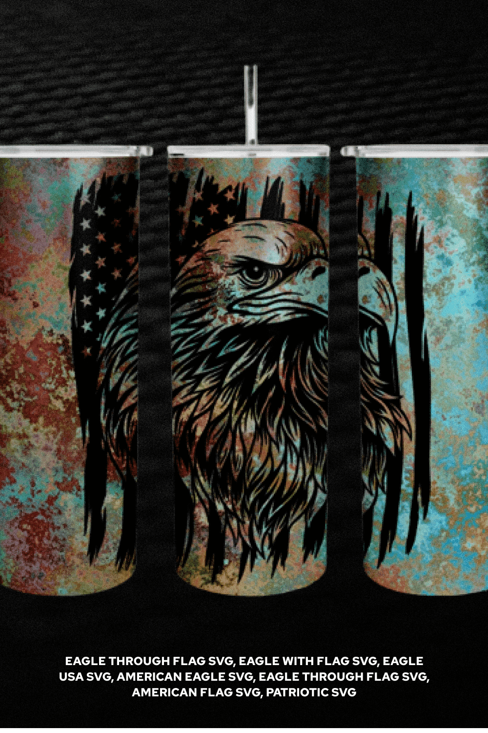 Eagle through Flag - Svg Bundle - Eagle On The Candles.