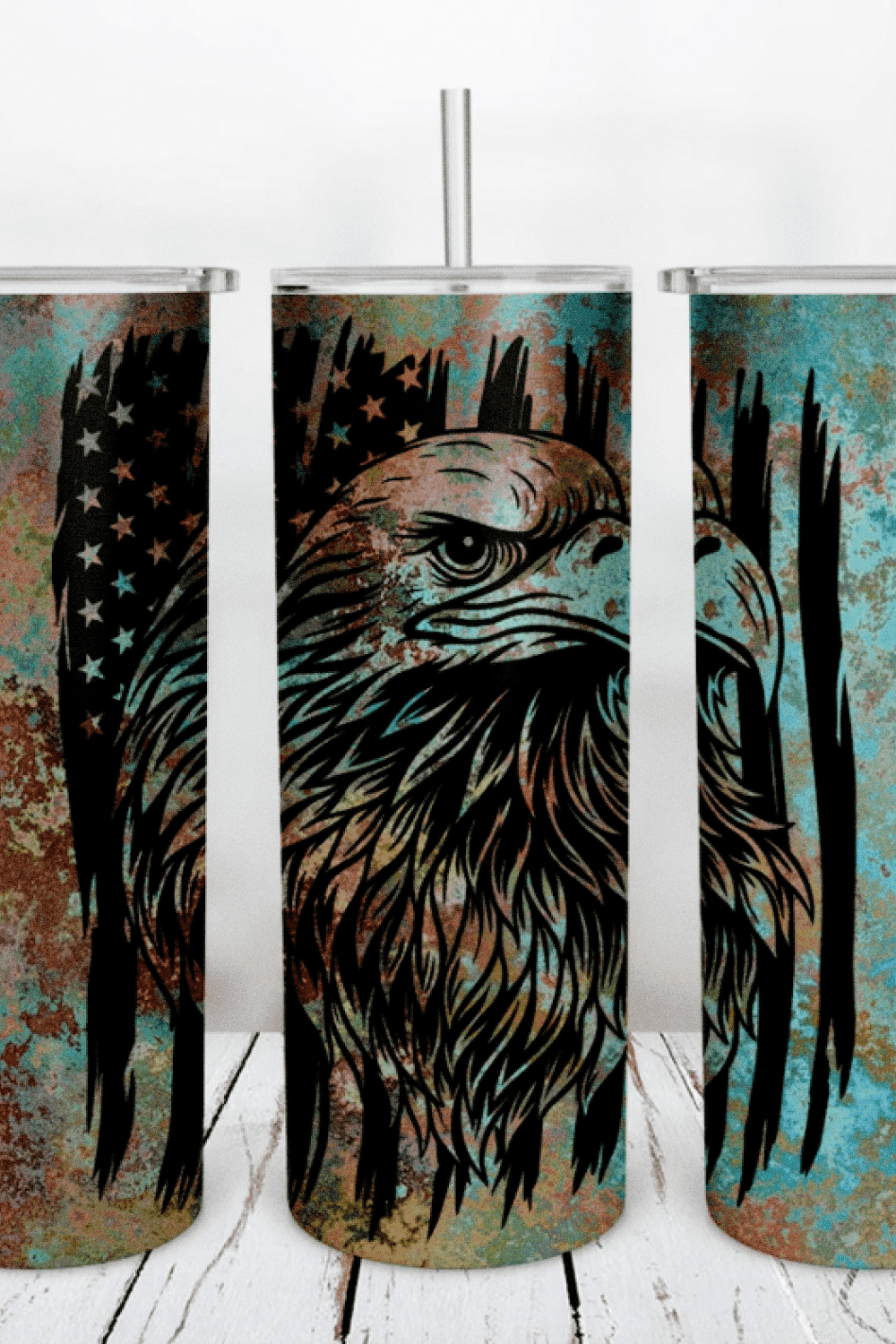 Eagle through Flag - Svg Bundle - Eagle On The Candles.