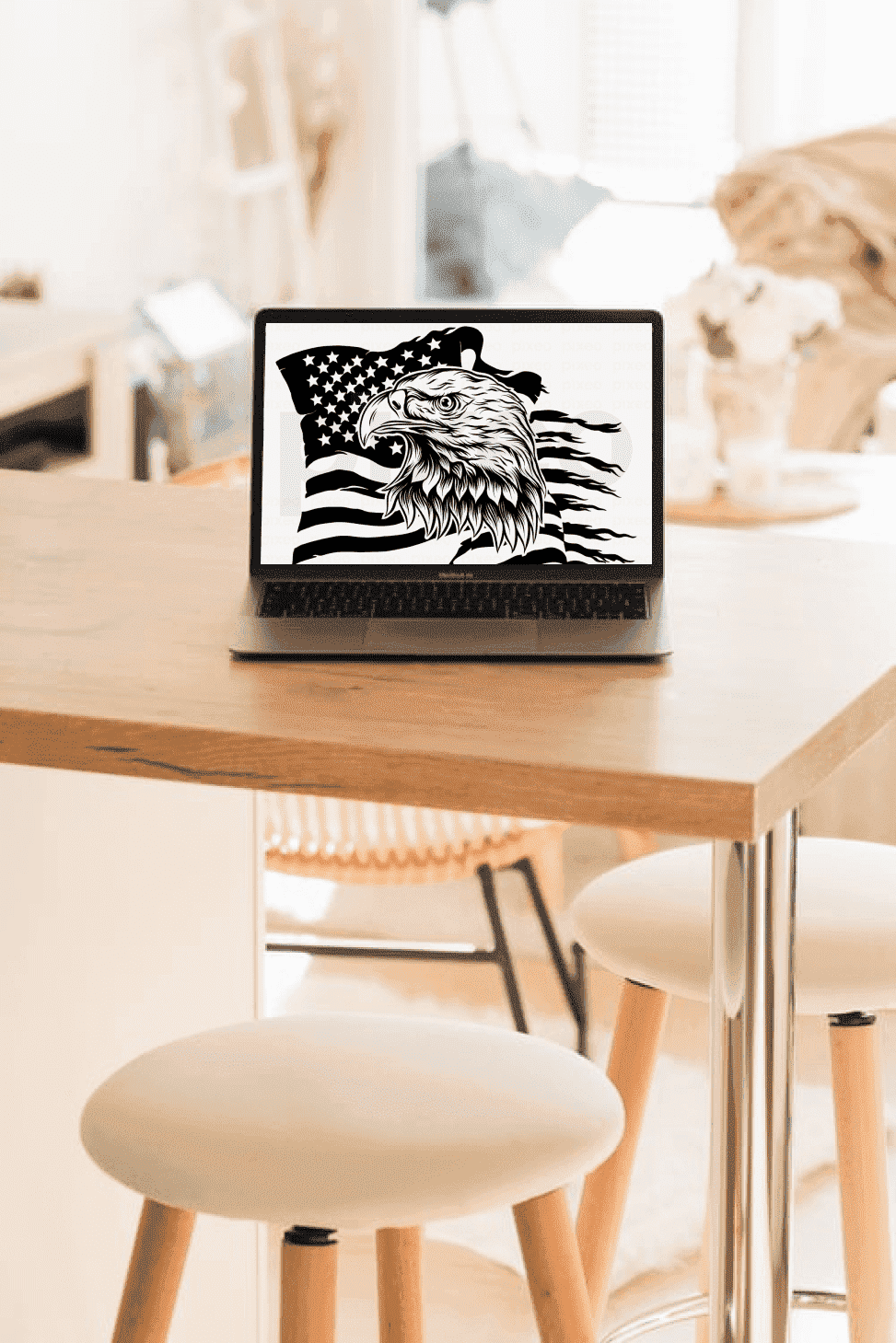 Eagle With American Flag SVG On The Laptop.