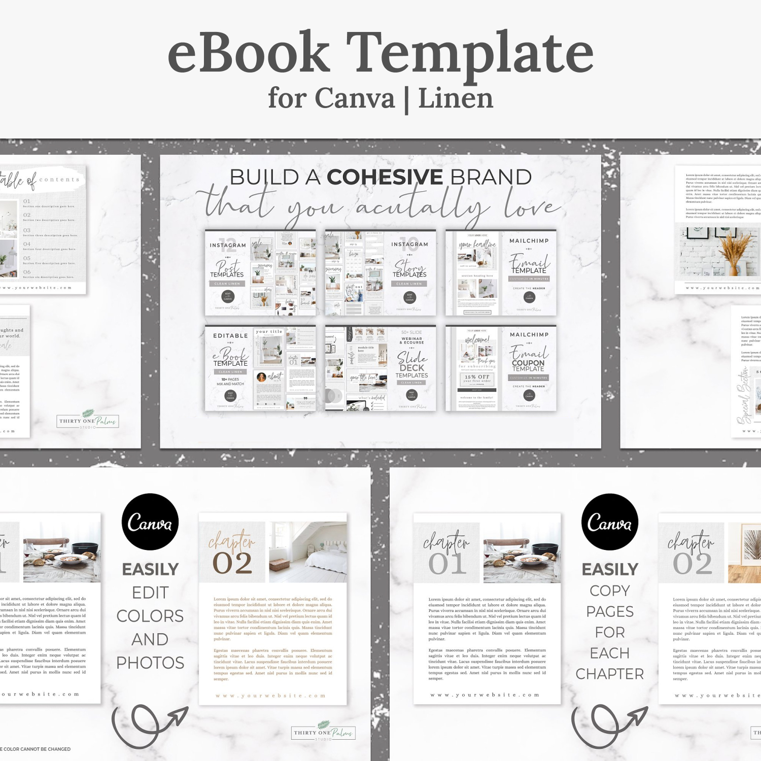 Prints of ebook template for canva linen.