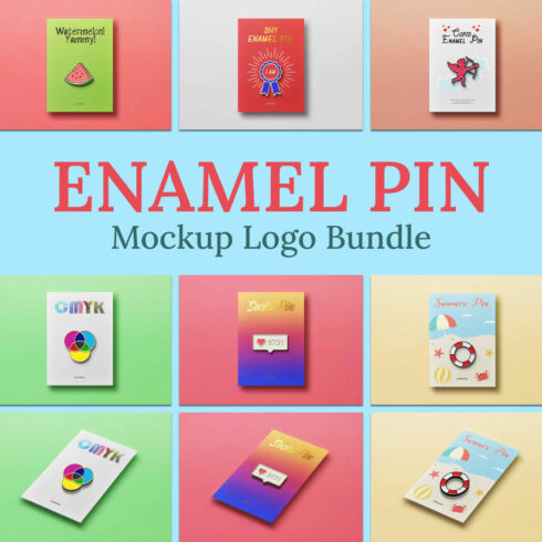Enamel pin mockup logo bundle.