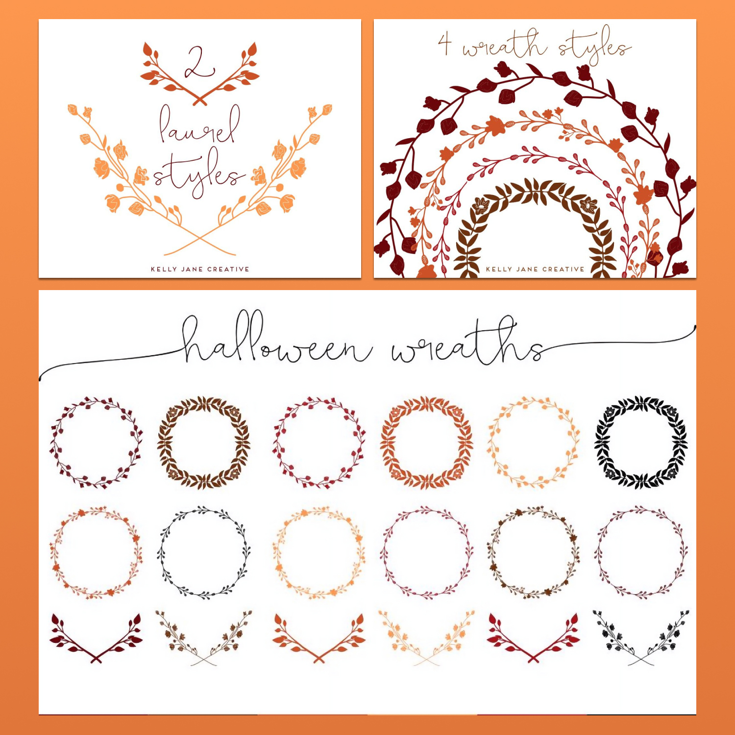 Fall colored wreaths prints preview.