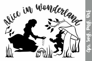 Alice In Wonderland SVG File. Alice And The White Rabbit. | Master Bundles