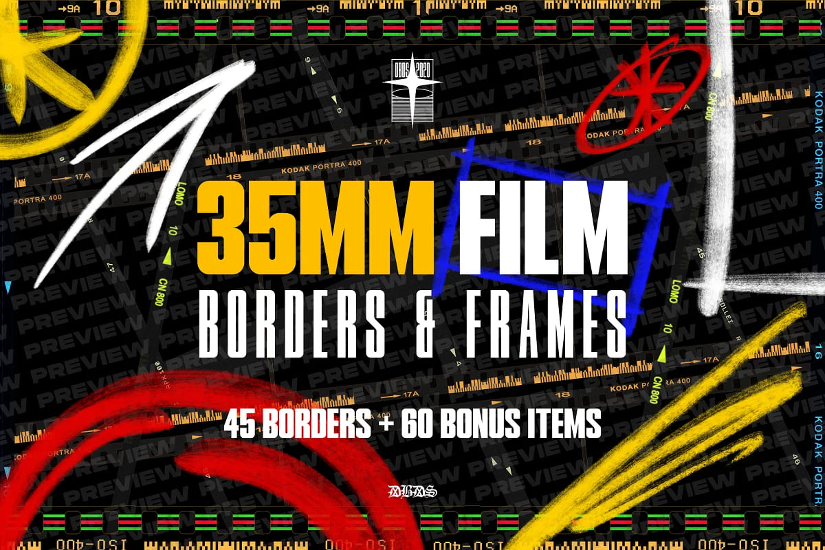 film borders frames mega bundle for your designs.